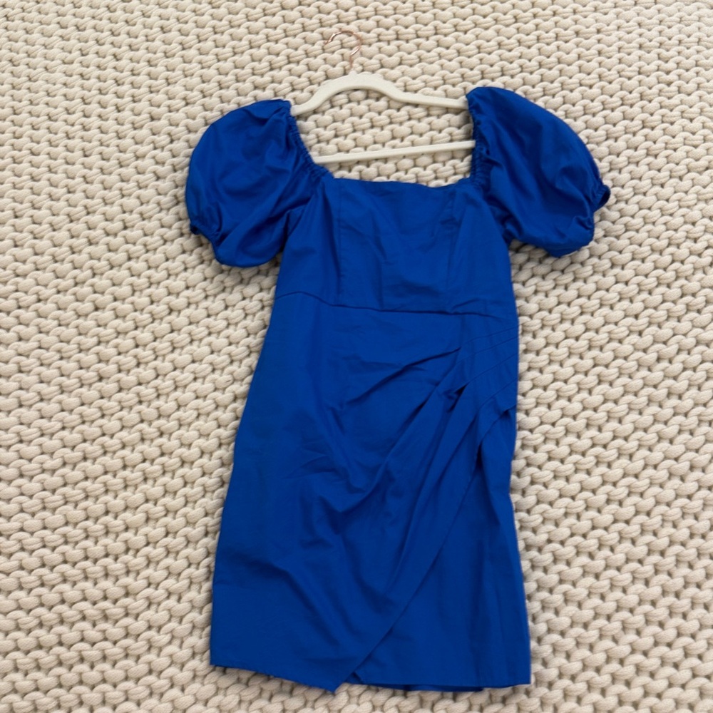 Mango Royal Blue Puff Sleeve Dress